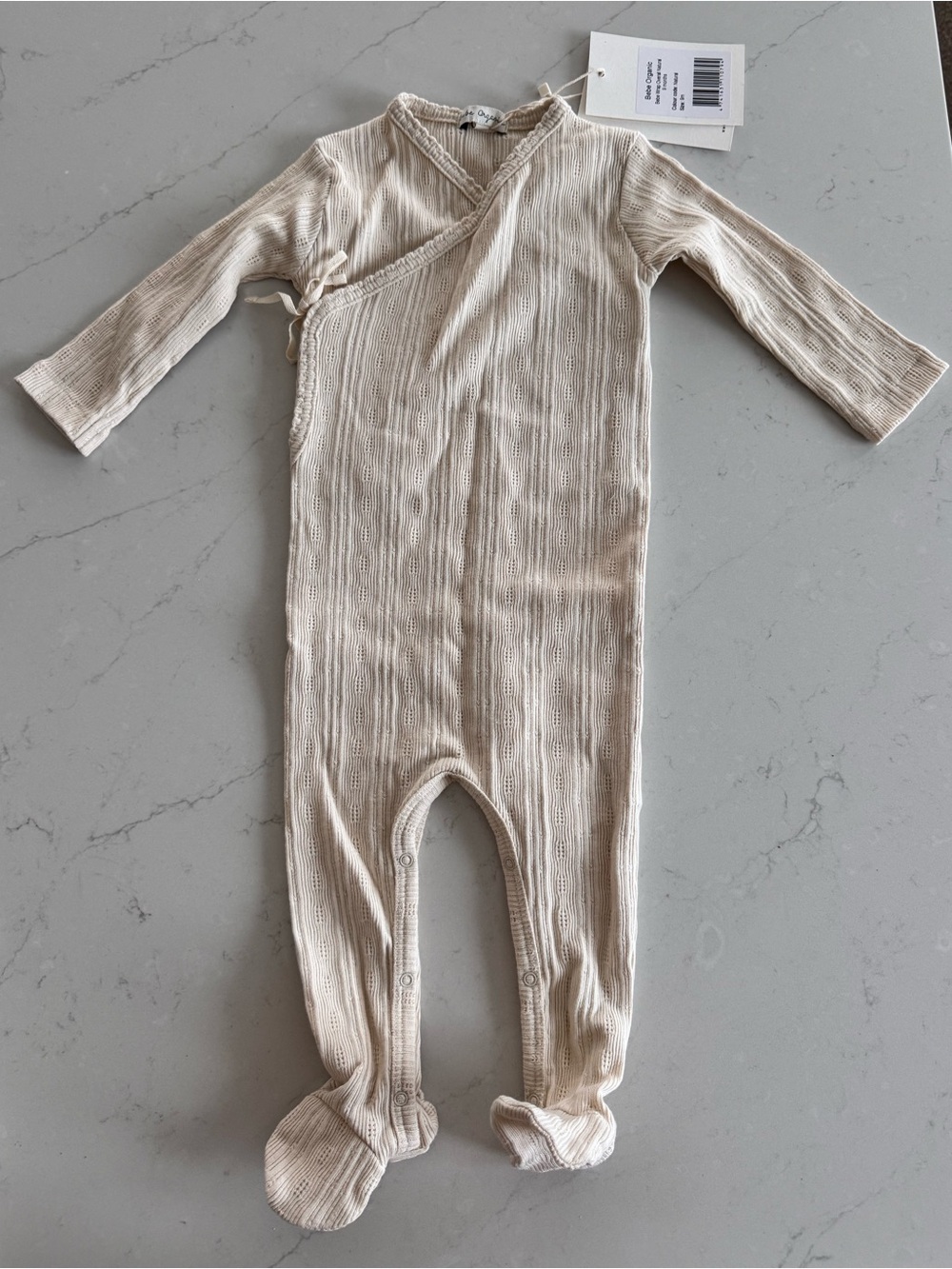 Bebe Organic Neutral Cream Footed One-Piece Baby Onsies